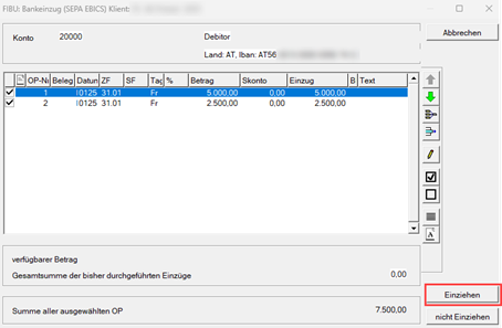 Bankeinzug OP Fenster