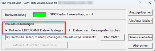 Import Ordner festlegen