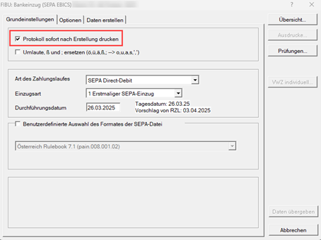 Protokoll Bankeinzüge