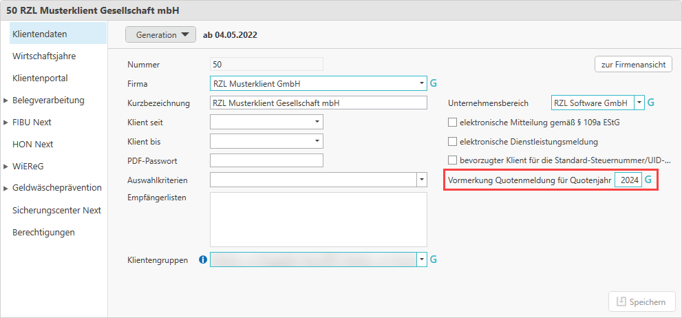 Vormerkung Quotenjahr für Vorschlag