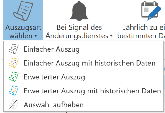 Auszugsart wählen