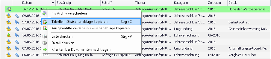 Bearbeiten von Listen - Funktionen