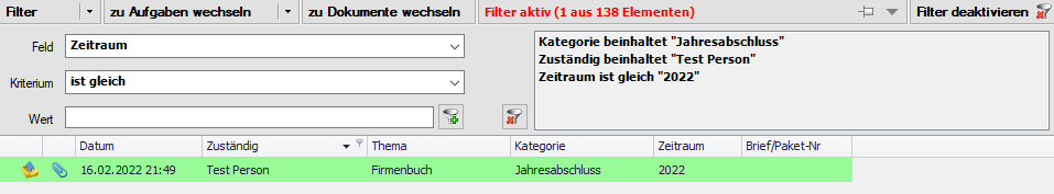 Setzen mehrerer Filter
