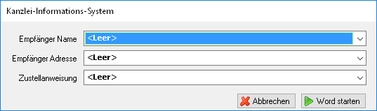 Auswahl Empfängerdaten