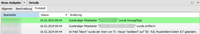 Protokollierung Aufgabe