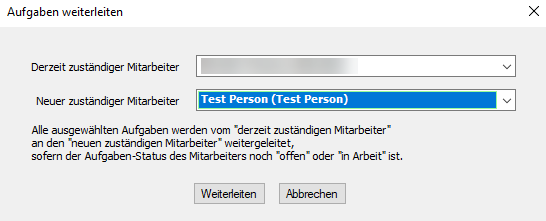 Aufgabe weiterleiten