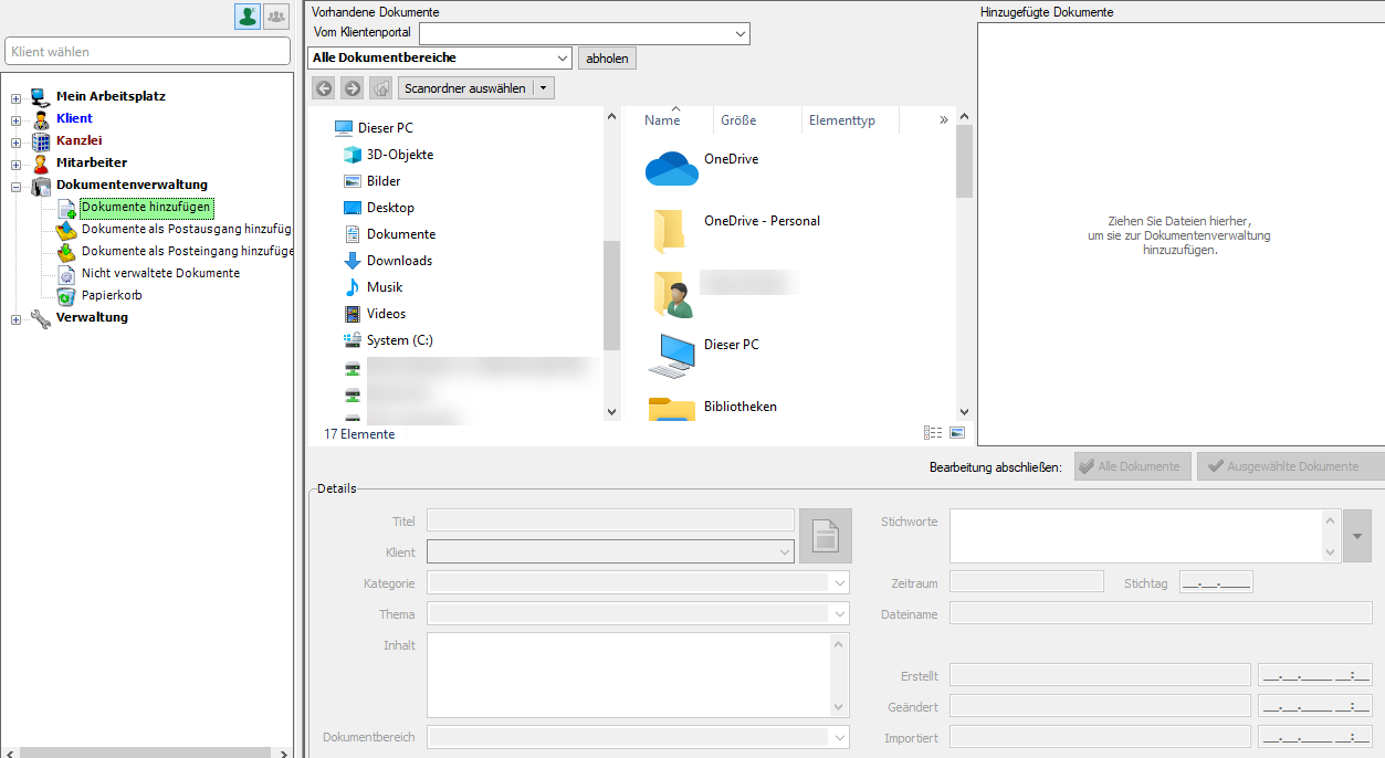 Dokumente hinzufügen