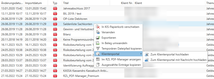 Dokumente auf Kliport hochladen