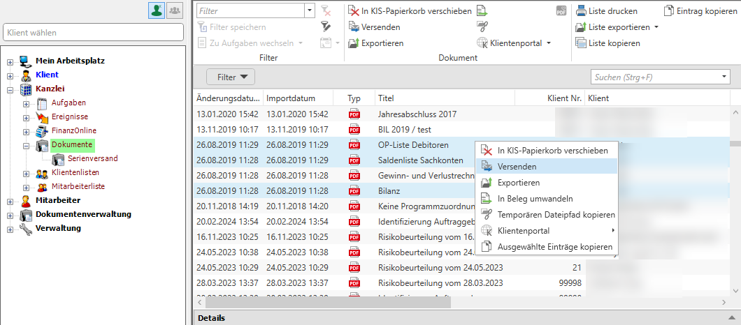 Dokumente per E-Mail versenden