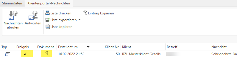 Anzeige Register Kliport Nachrichten