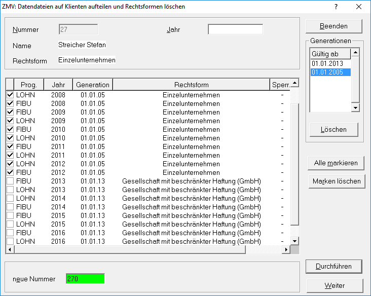 Dialogfeld nach Rechtsformen aufteilen