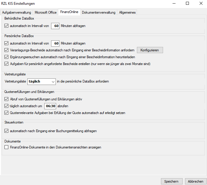 Allgemeine FinOn Einstellungen