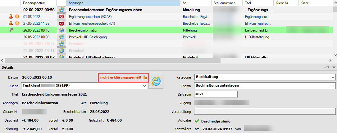 Bescheidvorprüfung nicht erfolgreich