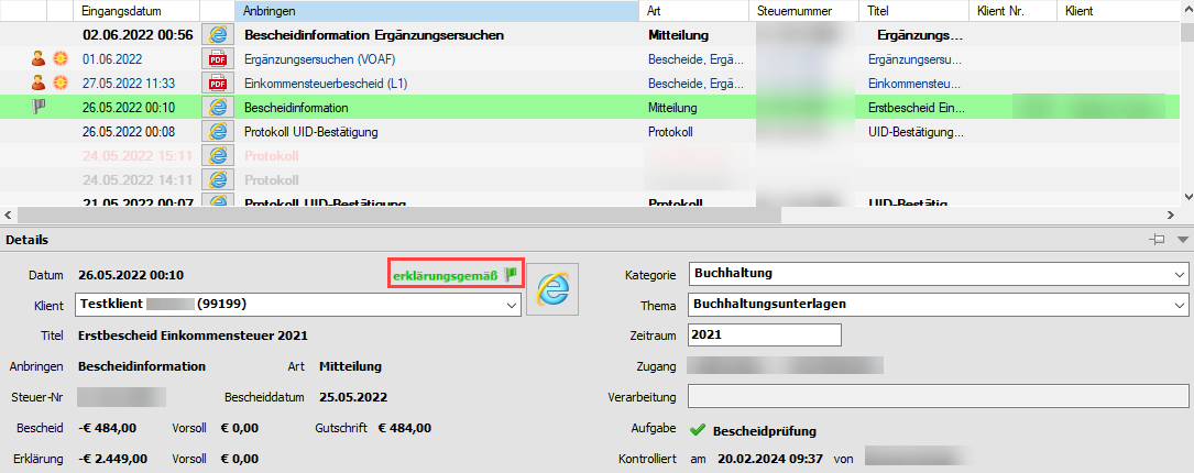 Bescheidvorprüfung erfolgreich