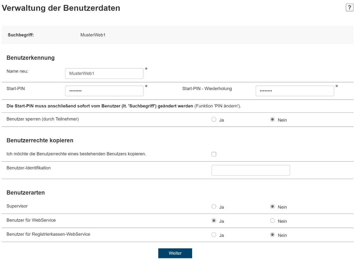 Verwaltung der Benutzerdaten II