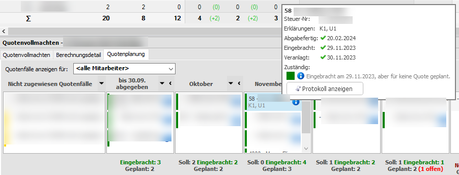Quotenplanung - abgabefertig