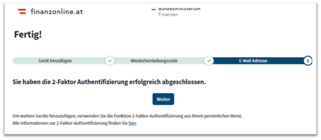 2FA erfolgreich Seite