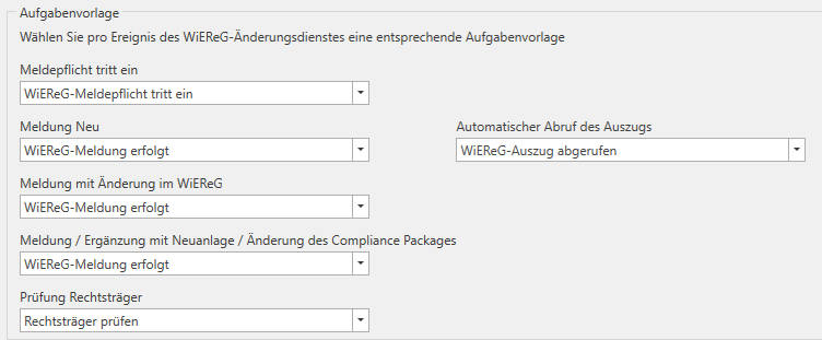 Zuweisung Aufgabenvorlage