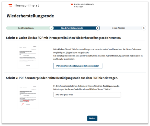 Wiederherstellungscode