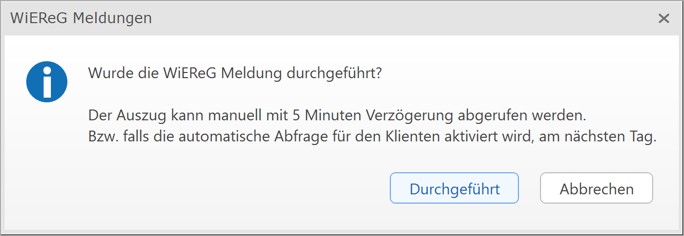 Abfrage nach WiEReG Meldung