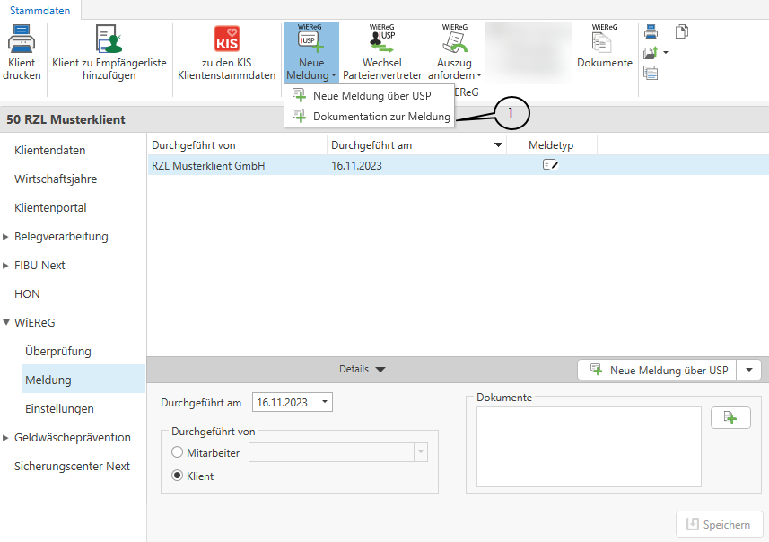 Dokumentation zur Meldung