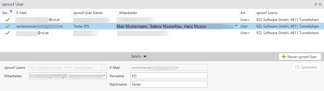 mehrere Mitarbeiter zu User