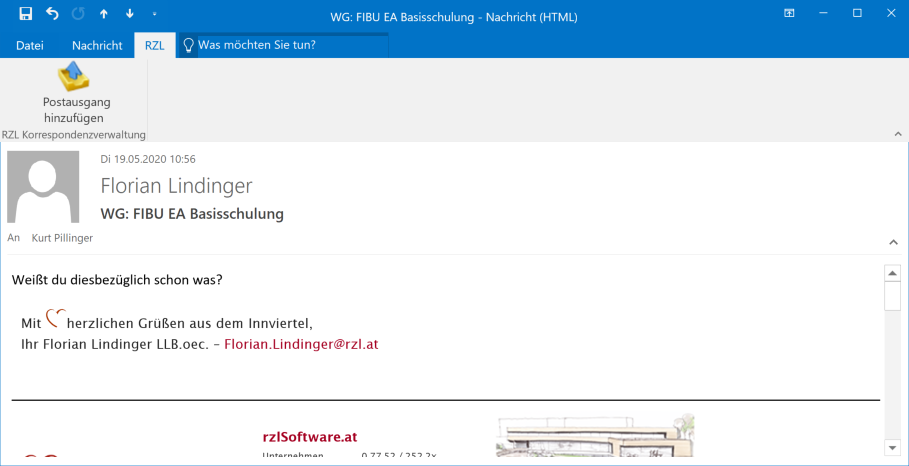Outlook Add In - Gesendete Postausgang