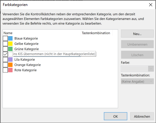 Outlook Kategorie - Farbauswahl I