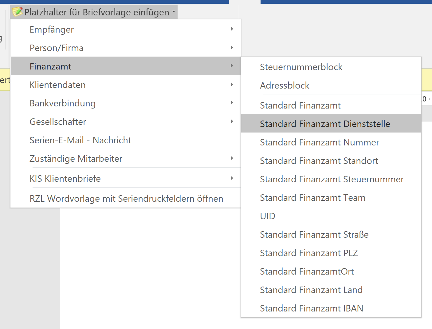 Dienstelle einfügen