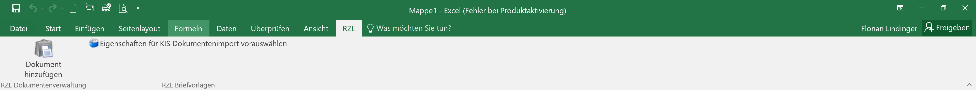 Excel - Eigenschaften vorauswählen