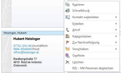 Abgleich über Outlook II