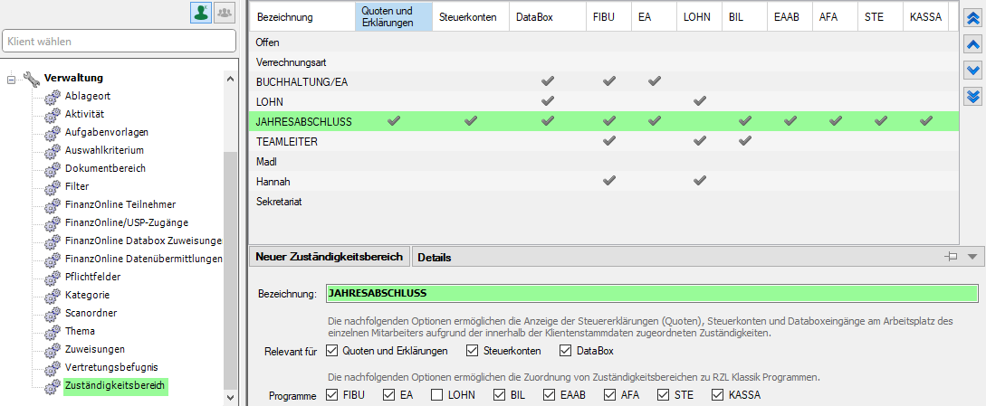 Zuständigkeitsbereiche