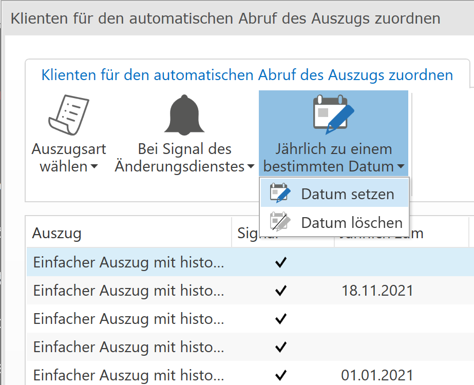 jährl zu einem bestimmten Datum