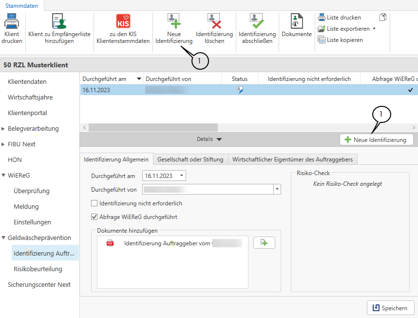 Identifizierung Auftraggeber