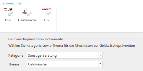 Geldwäsche Zuweisungen