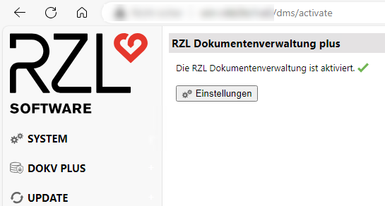Dokumentenverwaltung Plus erfolgreich aktiviert