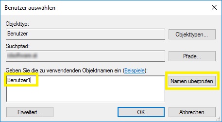 Benutzer für die Updateberechtigung auswählen