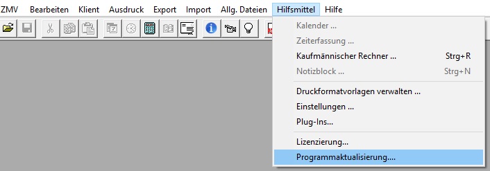Aktualisierung manuell über die Hilfsmittel anstoßen