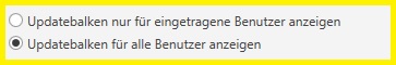 Updatebalken nur für eingetragene oder für alle Benutzer anzeigen