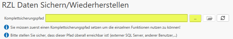 RZL-Admin Komplettsicherungspfad auswählen