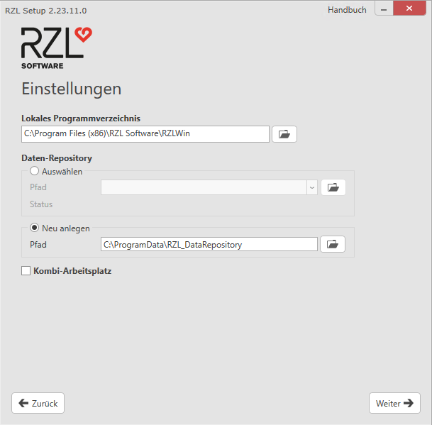 RZL-Setup - Einstellungen