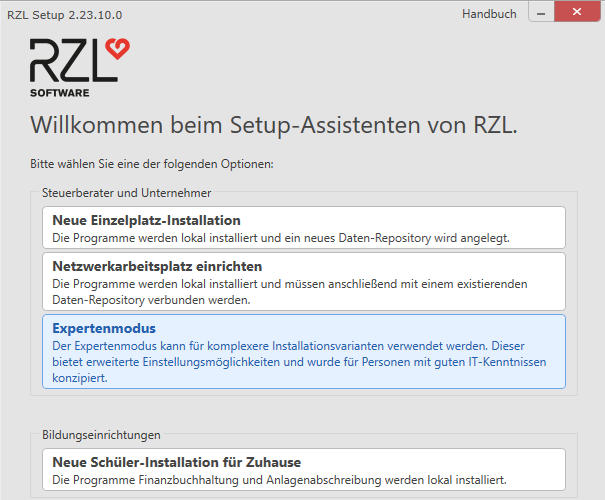 RZL-Setup - Expertenmodus