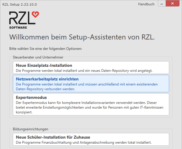 RZL-Setup - Netzwerkarbeitsplatz einrichten