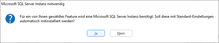 Microsoft SQL Server Instanz notwendig