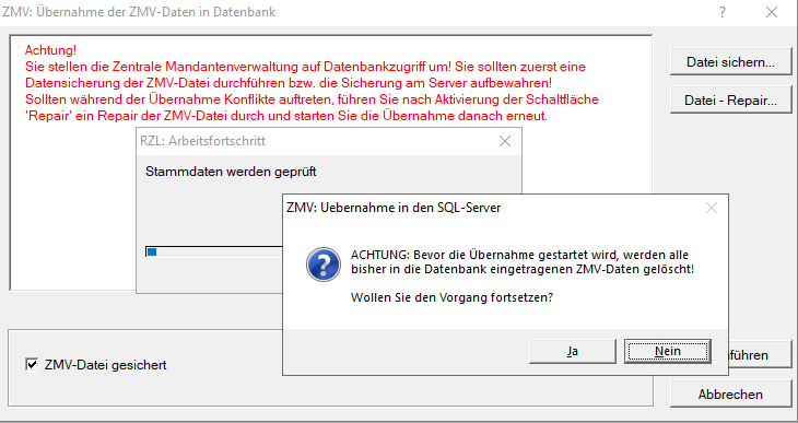 ZMV-Daten - Übernahme der ZMV-Daten in die Datenbank
